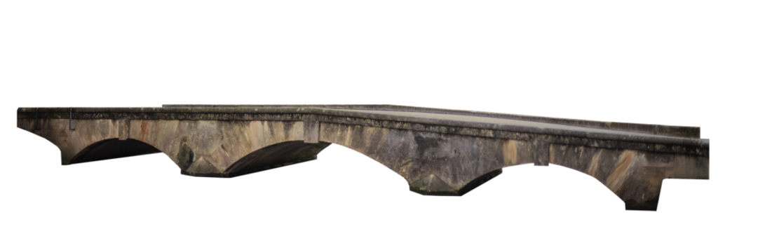 Old grunge grainy stone bridge isolated png

