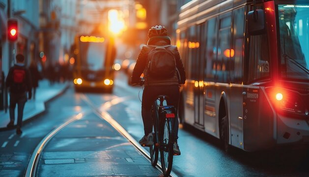 Eco-Friendly Transportation: Electric Mobility, eco-friendly transportation with an image depicting electric vehicles, bicycles, or public transit systems powered by renewable energy, AI 