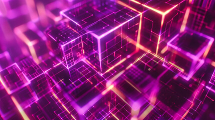 Digital cyberspace structure, abstract futuristic technology background, neon lines and science concept