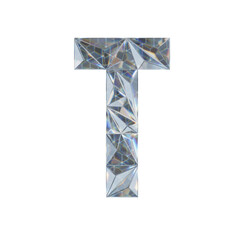 Low Poly 3D Letter T in Diamond Hexagon Texture