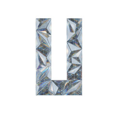 Low Poly 3D Letter U in Diamond Hexagon Texture