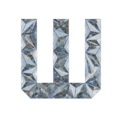 Low Poly 3D Letter W in Diamond Hexagon Texture