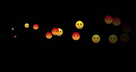 4K cool live reactions of Social media sad and anger emoji icons in an alpha channel. Social media live reactions for all Social media. Live-style animated icon for live-stream chat. Easy to use.