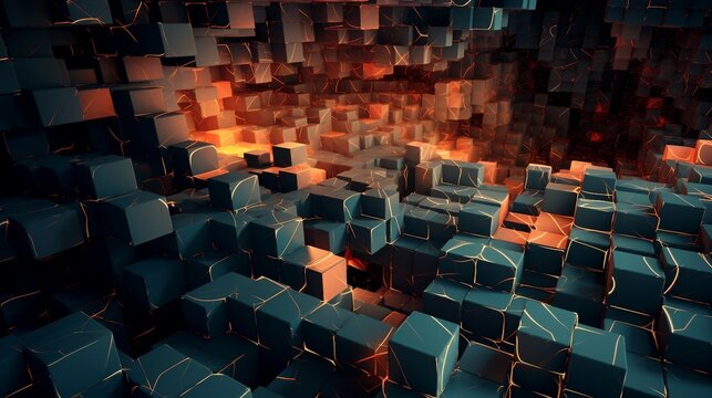 Abstract 3d cubes background AI Generated