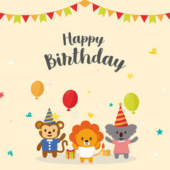 Obraz na płótnie Canvas Happy Birthday. Beautiful greeting card vector illustration social media post