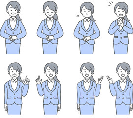 若いスーツの女性の表情複数セット（シンプル）