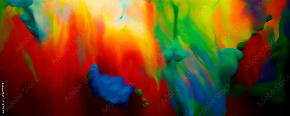 Poster vibrant color ink explosion - explosion of vibrant colors, creating an abstract and visually strikin
