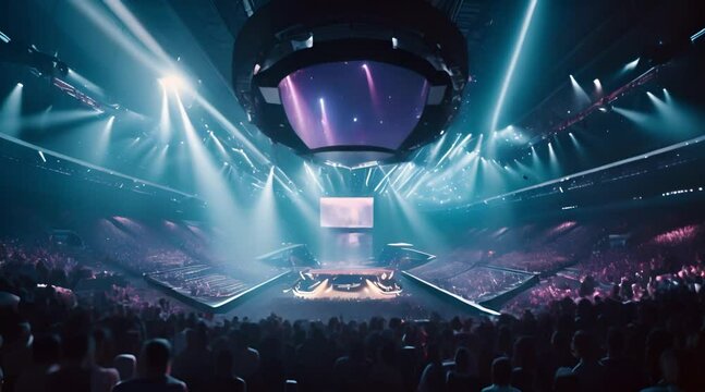 The inside of the E Sports Arena was full, crowds of people sat and watched the event