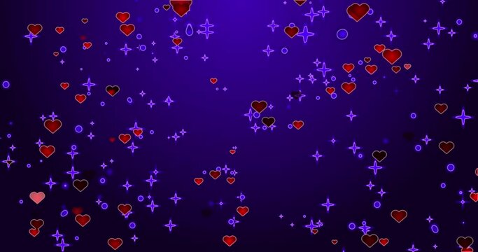 4K Valentine's Day or marriage red hearts background. Purple-colored Valentine's Day background for Valentine's Day, anniversary, Mother's Day, marriage, Father's Day, and invitation e-card in 4K.
