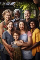 Multigenerational Harmony: Extended Polycultural Family Embracing Natural Connection