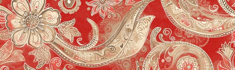 Paisley style colorful background . Banner