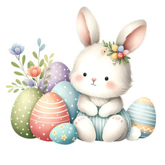 cute watercolor easter bunny