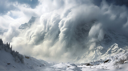 Fototapeta na wymiar Snow avalanche