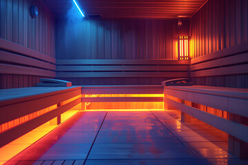 Interior of infrared sauna and spa concept. - obrazy, fototapety, plakaty