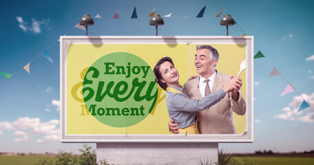 Fototapeta na wymiar Inspirational advertisement: enjoy every moment