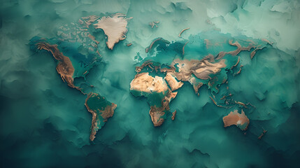 Green World Map- tree shaped of world map