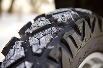 close view of tire tread gripping the surface