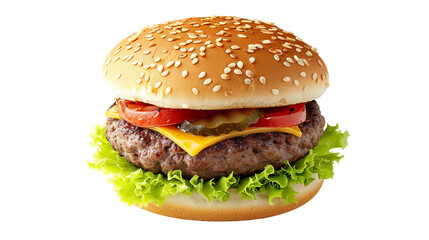 Hamburger Captured on Transparent Background