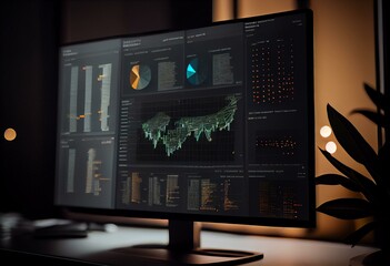 Screen showing financial analysis and charts generative ai