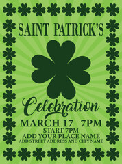 St. Patrick's day party poster flyer social media post design