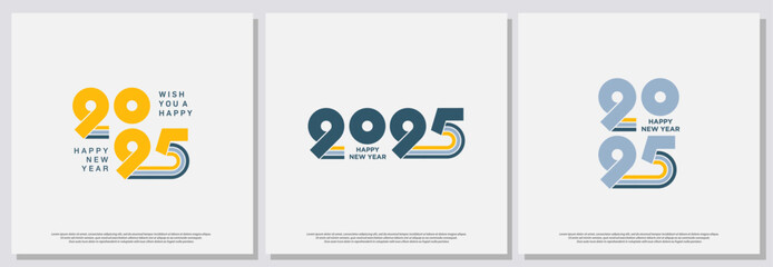 2025 Happy New Year. Icolorful New Year 2025 celebration on set background