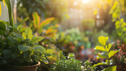 A vibrant shot of a home garden or plant corner, emphasizing well-being and connection to nature