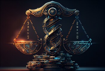 scales of justice generated by artificial intelligence. Generative AI