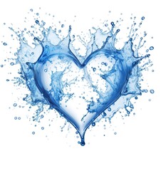 blue water splashes that form a heart