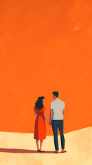 Illustration in flat style abstract solo date ideas, shows the epidemic of loneliness.
