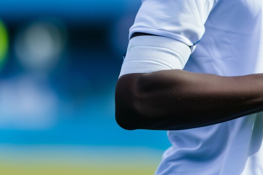 soccer captains armband on an athletes bicep