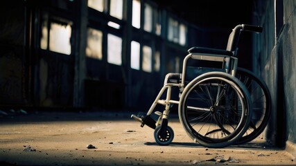 wheelchair in the hospital - obrazy, fototapety, plakaty