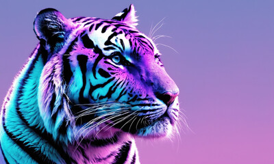 Fantasy Illustration of a wild animal tiger. Digital art style wallpaper background.