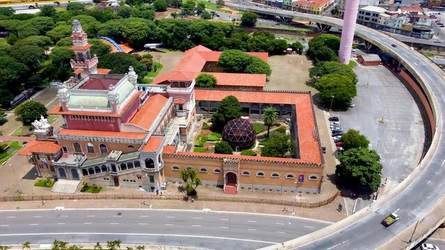 Catavento Museum At Sao Paulo Brazil. Medieval Rooftop. Construction Landscape Company Building Vibrant. Construction Urban Company Building Corporate Town. Construction Vibrant Sunny Day Urban City.
