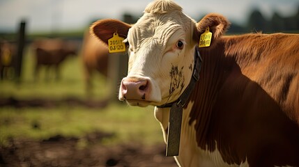 farming cow ear tag - obrazy, fototapety, plakaty