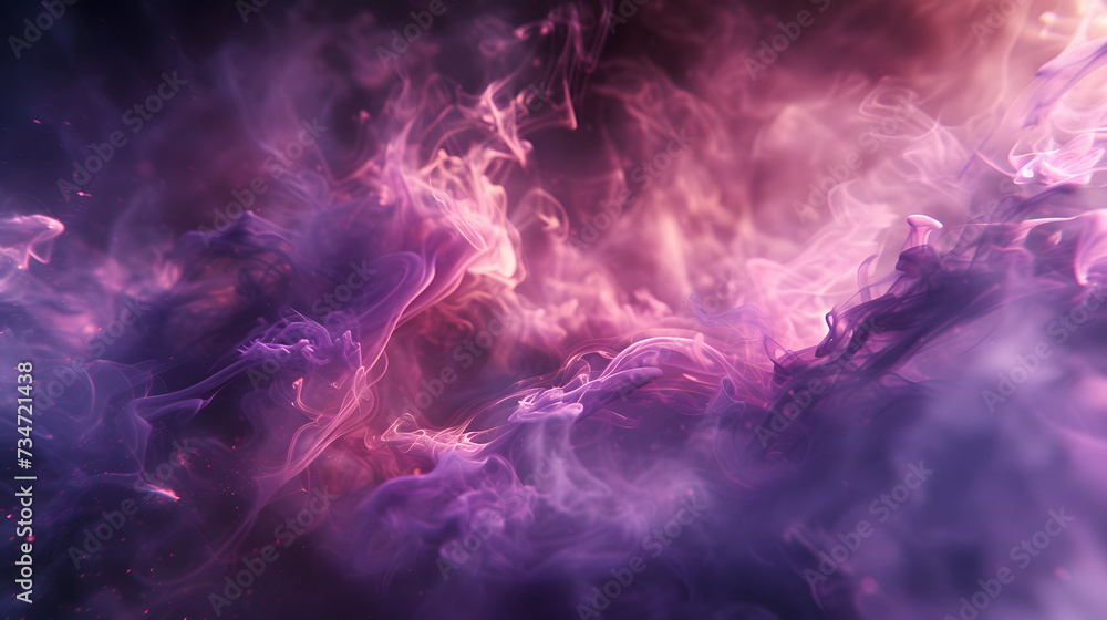 Poster an empty textbox background with magical purple smoke corners on a dark glowing background