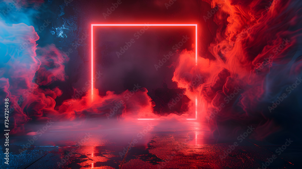 Poster an empty textbox background with magical red smoke corners on a dark glowing background