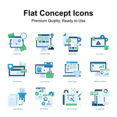 Pack of flat concept icons in modern style, ready to use in websites and mobile apps