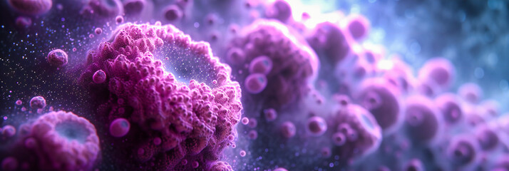 Microscopic battle against viruses, detailed medical illustration of cells, health and science focus