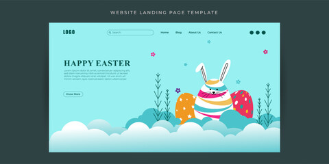 Vector illustration of Happy Easter Website landing page banner Template