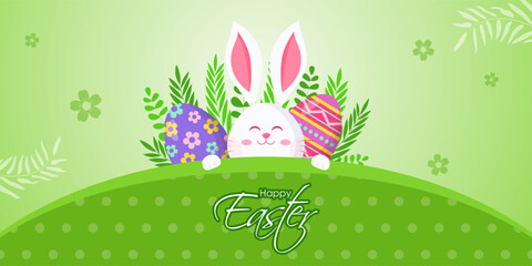 Vector illustration of Happy Easter social media feed template