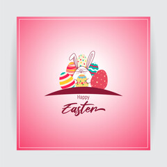 Vector illustration of Happy Easter social media feed template