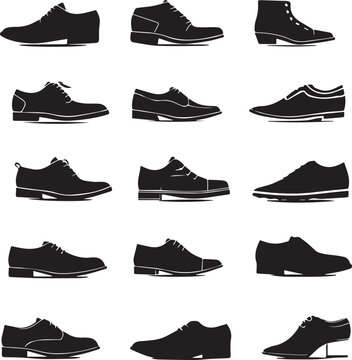 Black Shoes Icons set on white background 