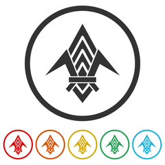 Fleur de lis logo. Set icons in color circle buttons © sljubisa