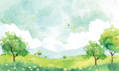 watercolor background with tree