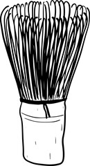 matcha whisk tea hand drawn cafe vector