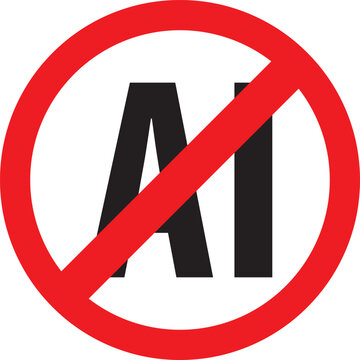 Not AI generated images icon. No artificial intelligence sign prohibited symbol