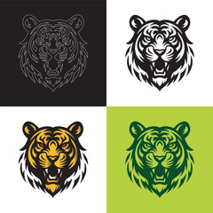 tiger head logo vector set