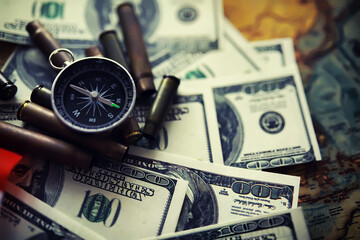 Magnetic compass. The concept of finding successful solutions problems.