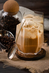 Latte macchiato with whipped cream
