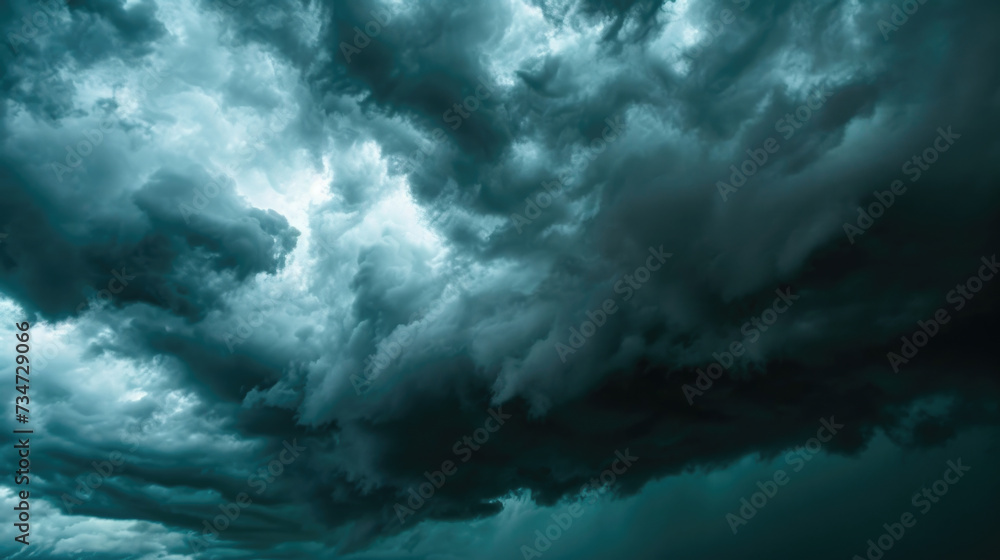 Poster large storm cloud is seen moving towards ocean. this image can be used to depict approaching bad wea